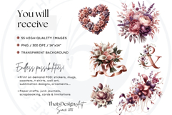 Romantic Rose gold and blush floral arrangements Clipart PNG Product Image 2