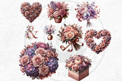 Romantic Rose gold and blush floral arrangements Clipart PNG Product Image 4