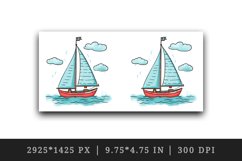 55 watercolor cute sailboat sail boat ship yacht sea waves ocean summer marine in charming and humorous style design wrap sublimation bundle for mug
