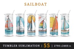 55 watercolor cute sailboat sail boat ship yacht summer sea ocean in charming and humorous style design wraps sublimation bundle for 20 oz tumbler