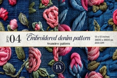 Embroidered Denim Digital Paper| Denim Pattern Product Image 1
