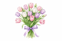 Watercolor fresh tulip bunch Product Image 1