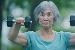 Old Lady In Exercise Background Wallpaper Product Image 1