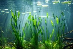 Underwater freshwater ecosystem with sunlight Product Image 1