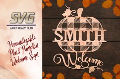 Personalized Plaid Pumpkin Welcome Sign SVG Laser Glowforge Product Image 1