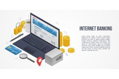 Internet banking concept banner, flat style Product Image 1