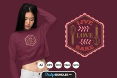 Live Love Bake Hand Drawn Lettering for T-Shirt Design Product Image 1