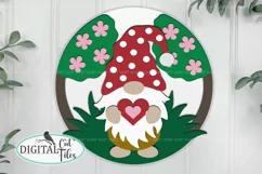 Heart Spring Gnome Door round sign svg Laser cut files Product Image 1