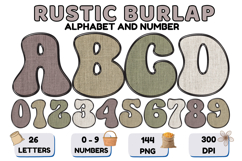 Rustic Burlap Alphabet PNG Farmhouse Letters 300 DPI Product Image 1