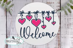 Valentines day Hearts Welcome door sign svg Laser cut files Product Image 1