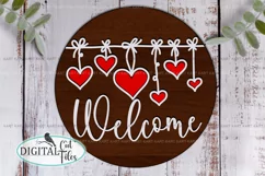 Valentines day Hearts Welcome door sign svg Laser cut files Product Image 2