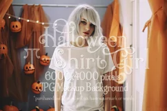 Halloween T-Shirt Mockup for Women, White T-Shirt Mockup, d9 Product Image 1