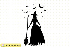 Halloween Svg Witch Svg Flying Witch Svg Product Image 1