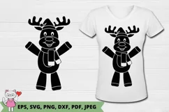 Christmas silhouette Baby Deer with Santa hat Svg , Cut File Product Image 1