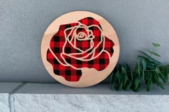Rose SVG, buffalo plaid background, flower png sublimation. Product Image 4