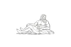 Heracles Reclining Side Drawing Black and White Product Image 1