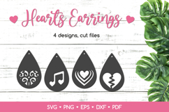 4 Teardrop Heart Earrings SVG Laser Cut, Valentine's Day SVG Product Image 1