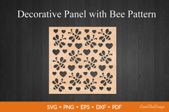 Square Decorative Panel with Bee Pattern SVG, Laser Cut DXF Product Image 1