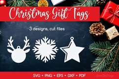 Christmas Shaped Gift Tags SVG - Deer, Snowflake and Star Product Image 1