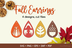 Teardrop Fall Earrings SVG - Pumpkin, Mushroom, Leaf, Acorn Product Image 1