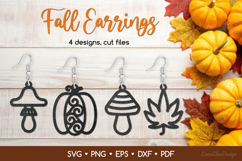 4 Fall Earrings SVG Cut Files, Autumn Jewelry Templates Product Image 1