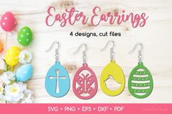 4 Easter Egg Earrings SVG Cut Files - Jewelry Template Product Image 1