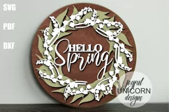 Hello Spring Door Wreath SVG | Lily of the Valley Door Sign Product Image 1