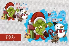 Green Gnome PNG, Christmas Let it snow green gnome Product Image 1