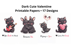Dark Cute Valentine Printable Papers 17 Designs Product Image 1