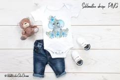 Floral Elephant Sublimation. Baby boy with flowers Product Image 4