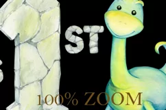 1st. Birthday dinosaur PNG. First Birthday Dino watercolour. Product Image 4