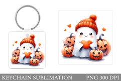 Cute Ghost Keychain Design. Cute Halloween Keychain Product Image 1
