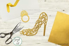 Swirls Stylish Wedding high heel shoe for cutting svg dxf Product Image 5