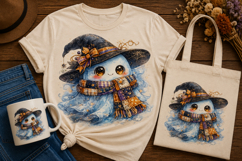 Cute Halloween Ghost PNG | Kawaii Witch Ghost Sublimation De Product Image 1