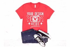 Bella Canvas 3001 Heather Red Mockup, Unisex Tshirt Mockup Product Image 1