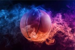 Glowing Basketball ball neon fog. Generate Ai Product Image 1