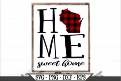 Wisconsin State Home Sweet Home Buffalo Plaid SVG Desig Product Image 1