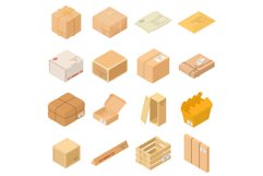 Parcel packaging box icons set, isometric style Product Image 1