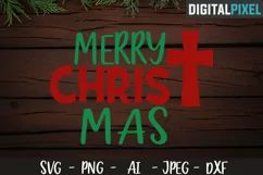 Merry Christmas SVG PNG JPEG DXF Christmas Cross, Cricut Cut Product Image 2