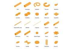 Fusilli pasta icons set, isometric style Product Image 1