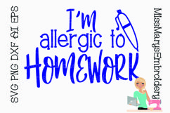 Allergic to Homework SVG Cutting File DXF EPS PNG Seniors Product Image 1