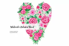 Watercolor love floral heart sublimation design PNG. Product Image 2
