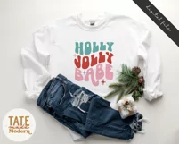 Holly Jolly Babe SVG cut file - Retro Christmas shirt svg Product Image 4