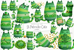 St Patricks Day Funny Cats Clipart Product Image 1