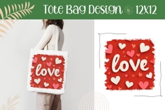 Cute Love Illustration, Red Tote Bag Design Product Image 1