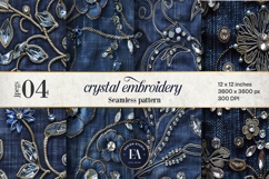 Navy Crystal Embroidery | Luxury Denim Fabric Texture Product Image 1