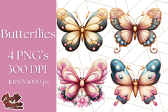 Jewel Toned Butterfly PNG Clipart, Vibrant Butterflies Product Image 1