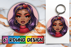 Joyful Circle Keychains Design, Afro Girl Product Image 1
