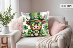 Cool Highland Cow with Sunglasses Pillow PNG Sublimation Des Product Image 1