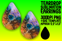 Vibrant Teardrop Earrings PNG for Sublimation , Abstract Pat Product Image 1